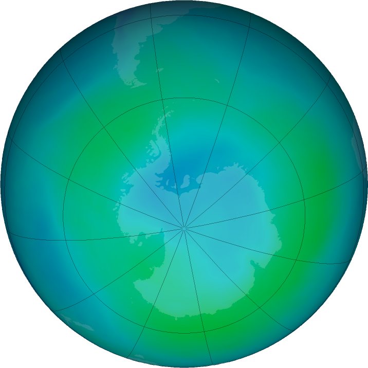Antarctic ozone map for February 2023